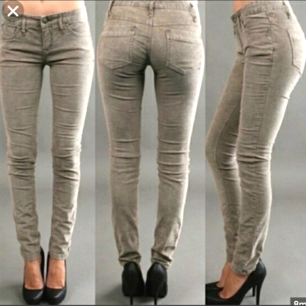Free People Grey Corduroy Skinny Pants